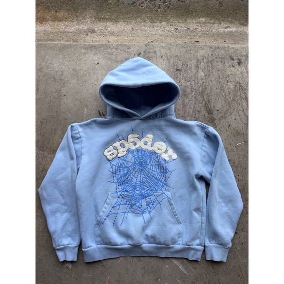Sp5der Worldwide Other - Sp5der Worldwide Blue Spider Web Puff Print Hoodie Size M